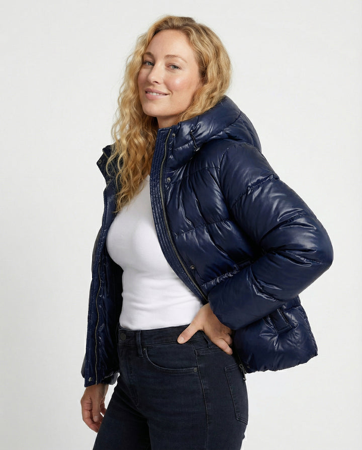 Damen Steppjacke mit Kapuze & Taschen | Fudus