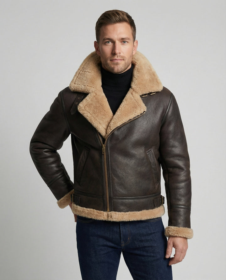 Luxus Lammfell Pilotjacke