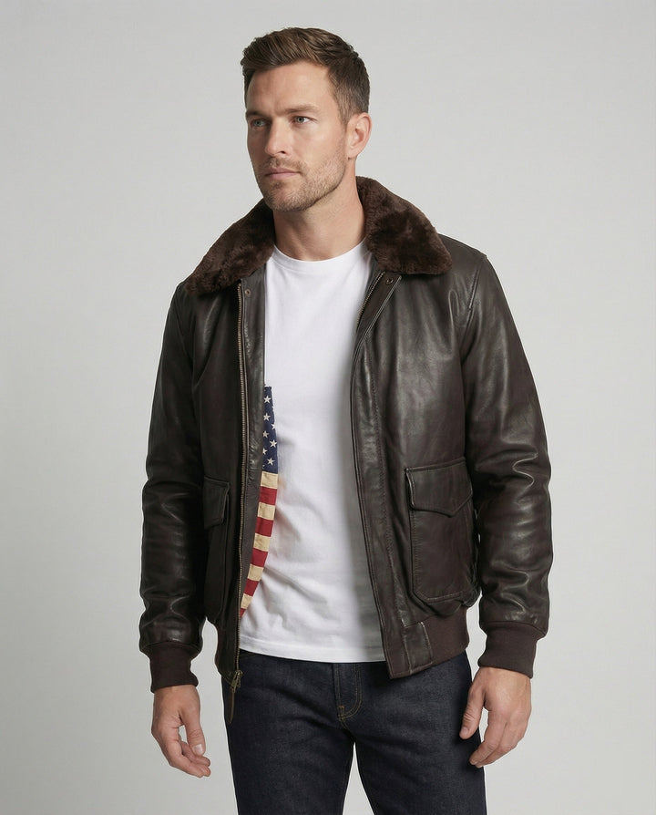 Stylische Warme Lederjacke