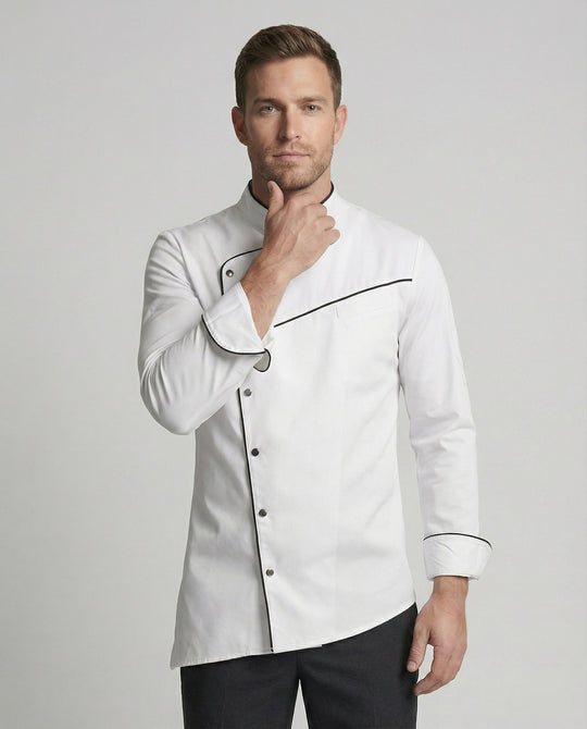 Elegante Kontrast Kochjacke Herren
