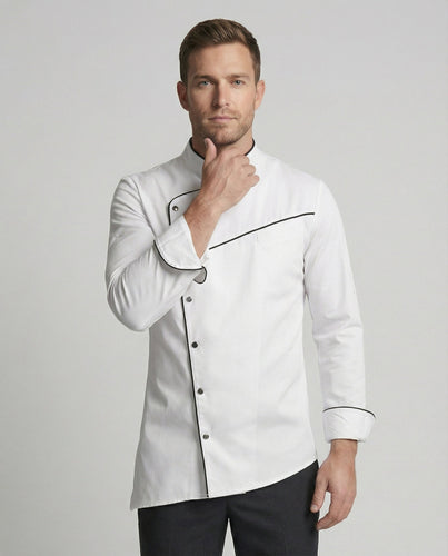 Elegante Kontrast Kochjacke Herren
