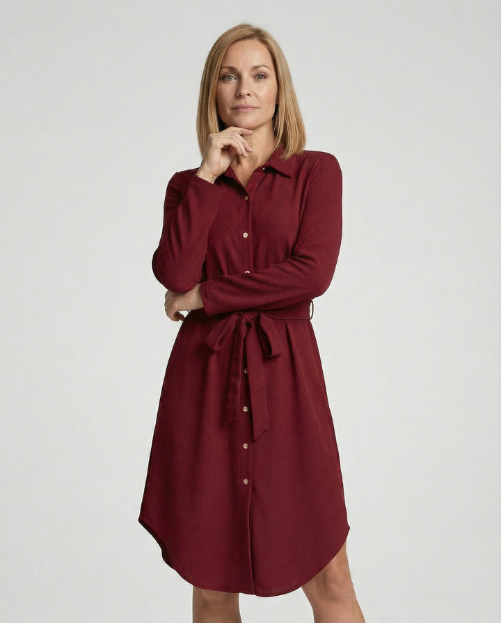 Freizeitkleid Damen knielang mit Knopfleiste