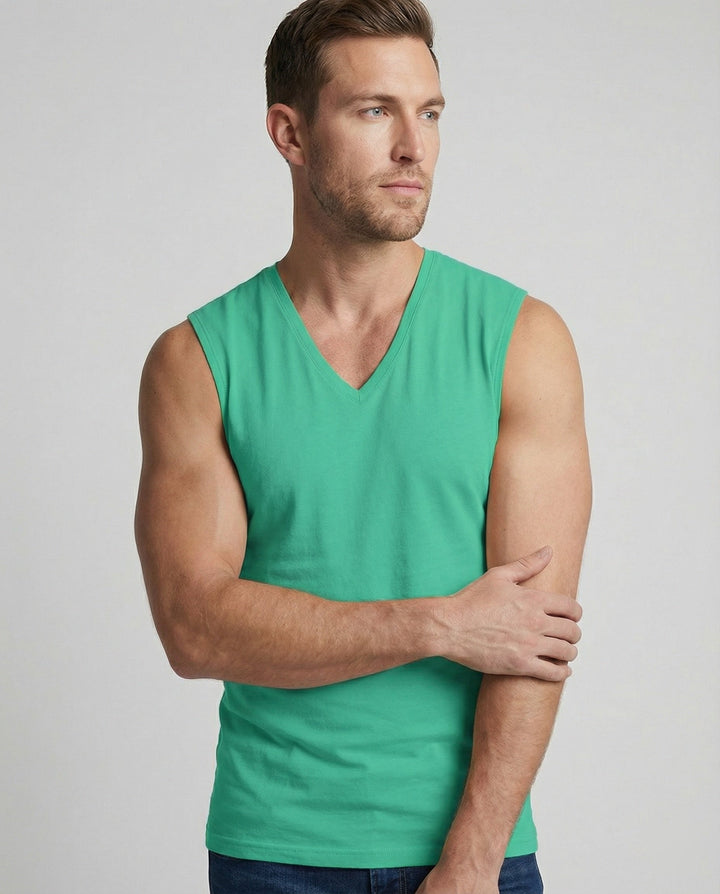 Herren ärmelloses V-Ausschnitt-Tanktop aus atmungsaktivem Stretchmaterial
