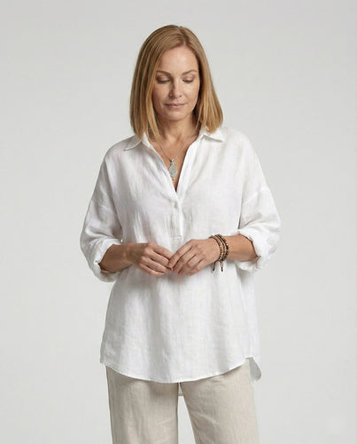 Leinenbluse Damen mit Knopfleiste