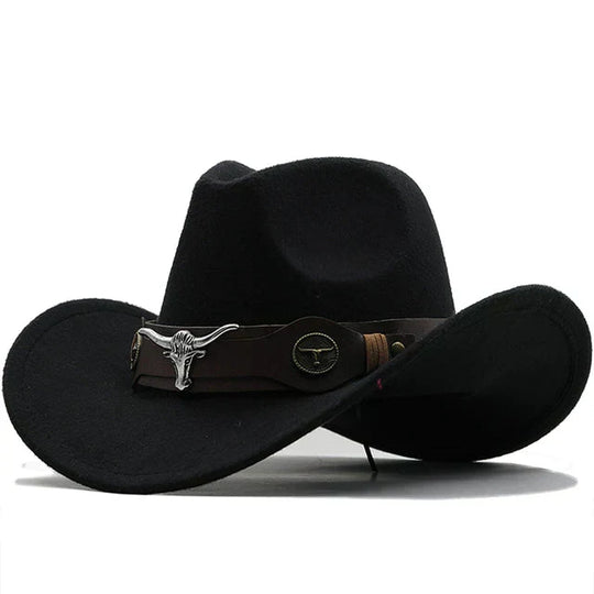 Nord Taschen - Western-Stil Filzhut mit Stier-Schnallenband