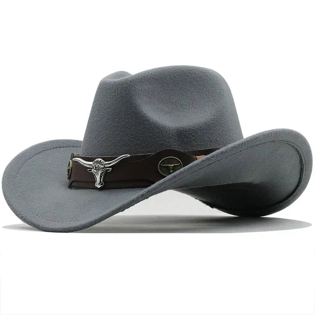 Nord Taschen - Western-Stil Filzhut mit Stier-Schnallenband