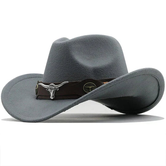 Nord Taschen - Western-Stil Filzhut mit Stier-Schnallenband