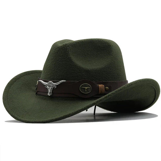 Nord Taschen - Western-Stil Filzhut mit Stier-Schnallenband