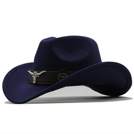 Nord Taschen - Western-Stil Filzhut mit Stier-Schnallenband
