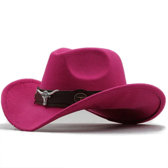 Nord Taschen - Western-Stil Filzhut mit Stier-Schnallenband