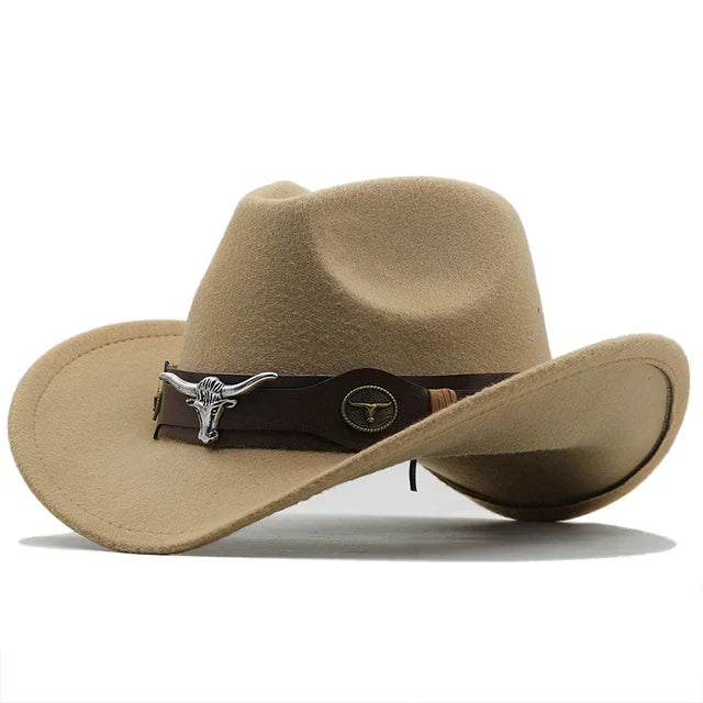 Nord Taschen - Western-Stil Filzhut mit Stier-Schnallenband