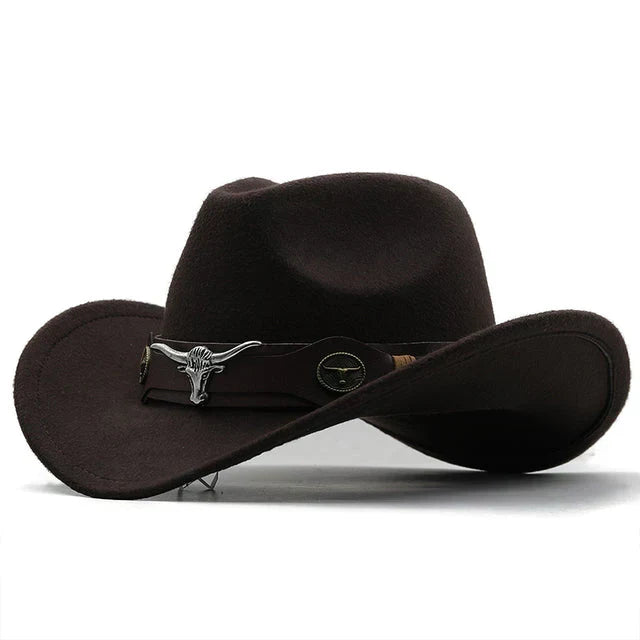 Nord Taschen - Western-Stil Filzhut mit Stier-Schnallenband
