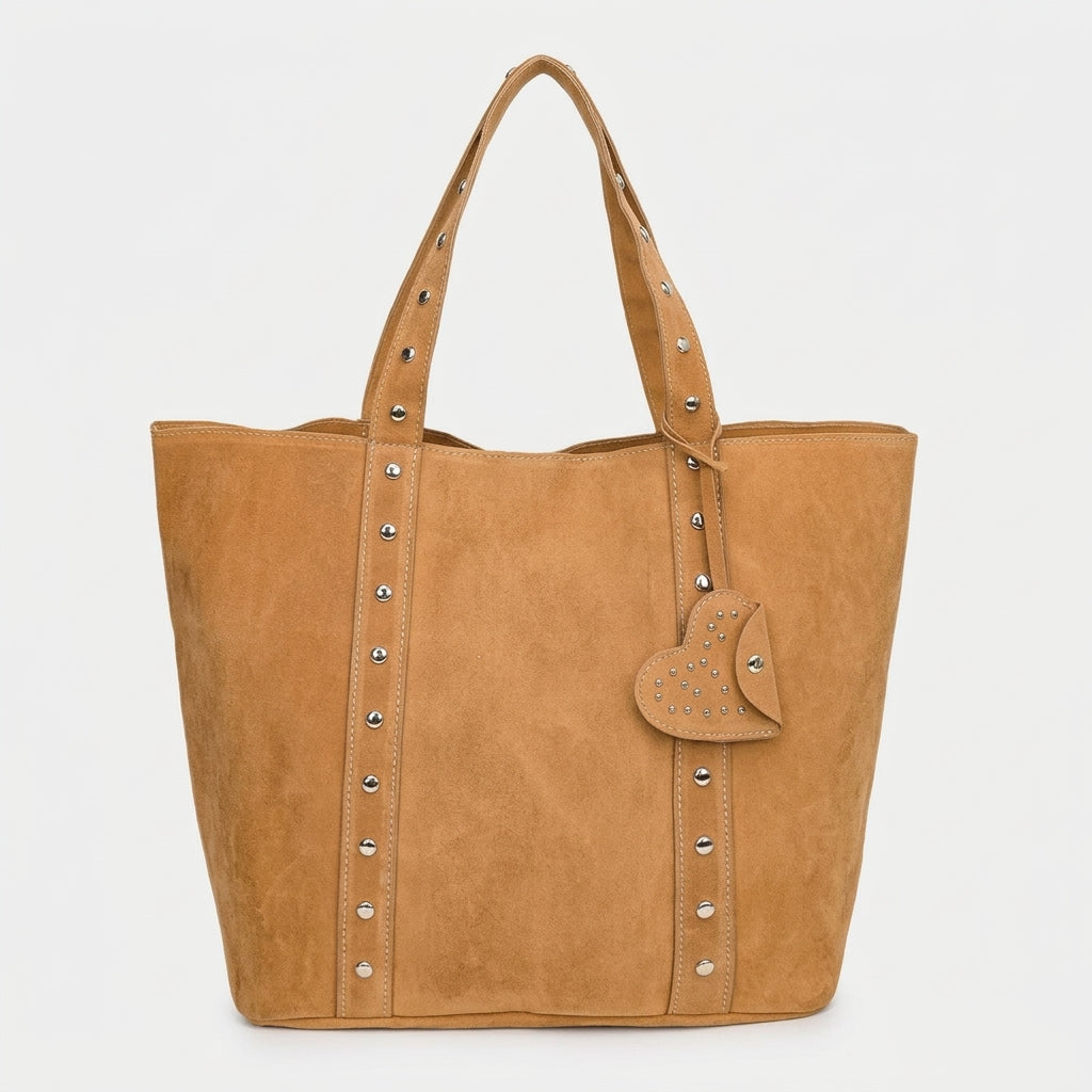 Nord Taschen | Große Wildleder Schultertasche mit Nieten-Detail