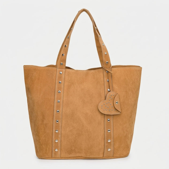 Nord Taschen | Große Wildleder Schultertasche mit Nieten-Detail