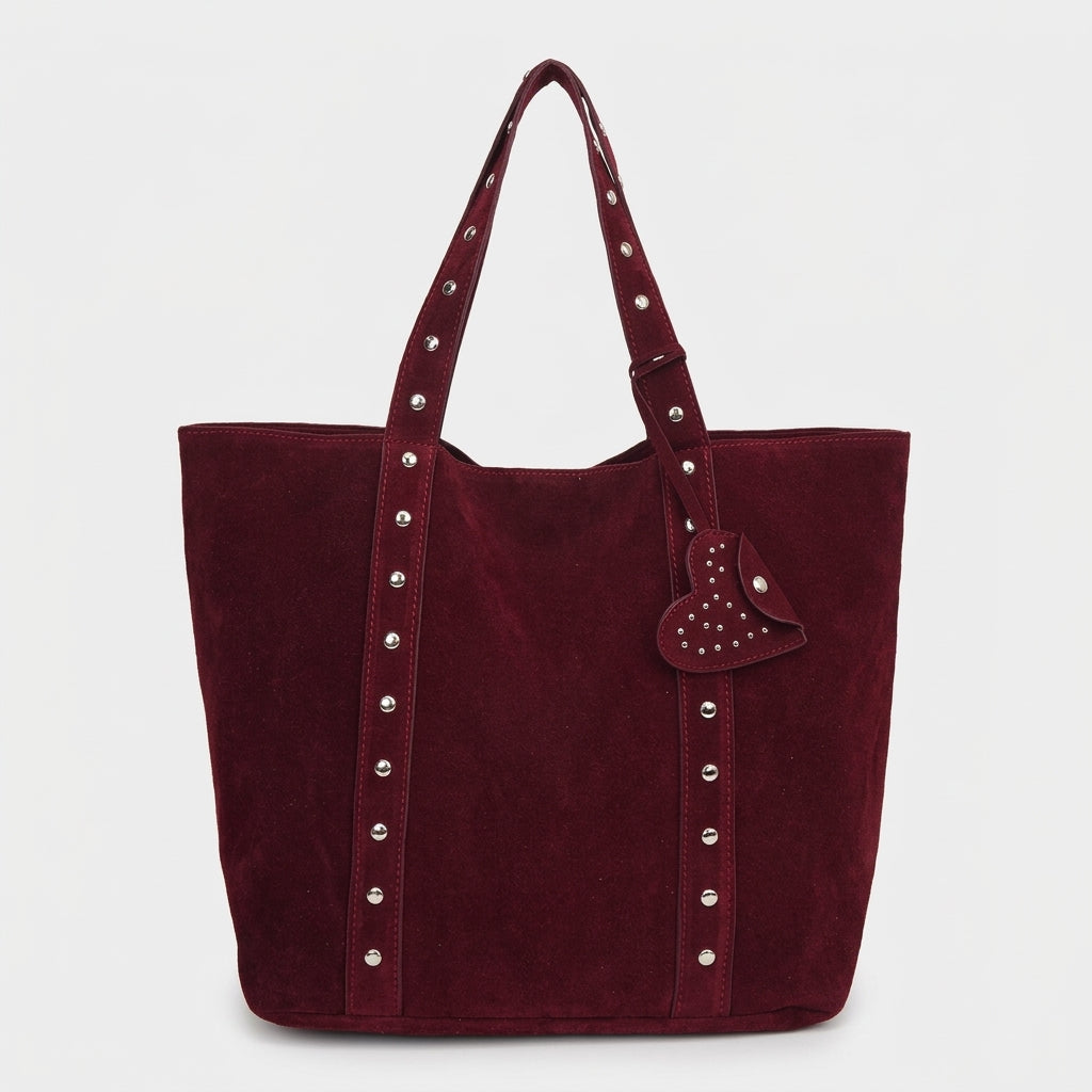 Nord Taschen | Große Wildleder Schultertasche mit Nieten-Detail