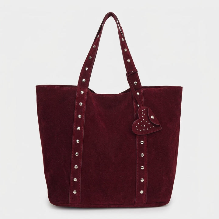 Nord Taschen | Große Wildleder Schultertasche mit Nieten-Detail
