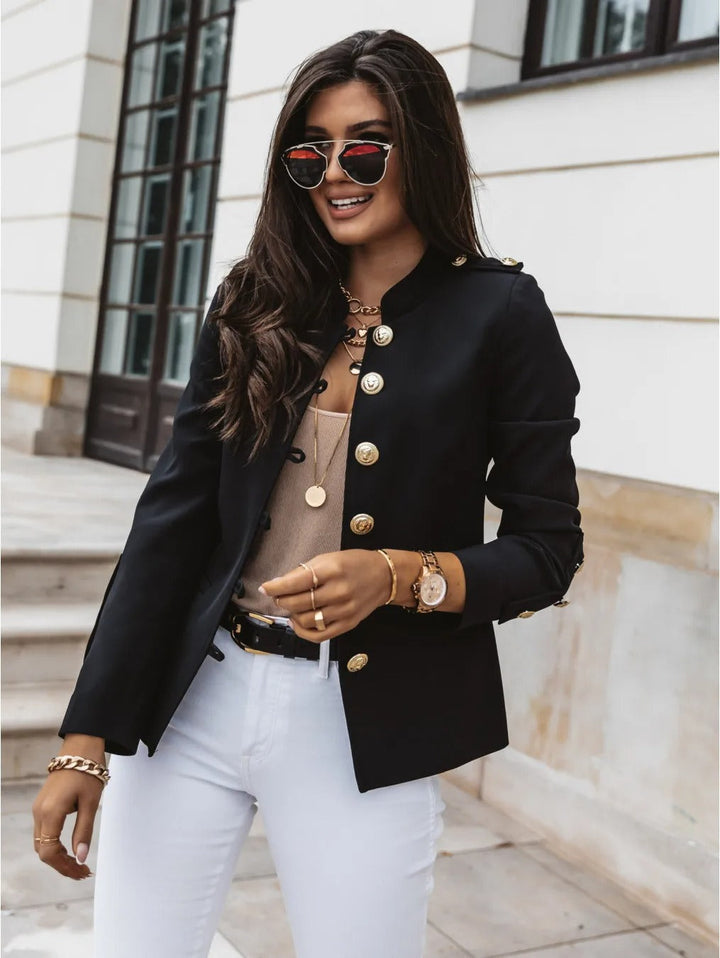 Eleganter O Ausschnitt Blazerjacke mit Langen Ärmeln