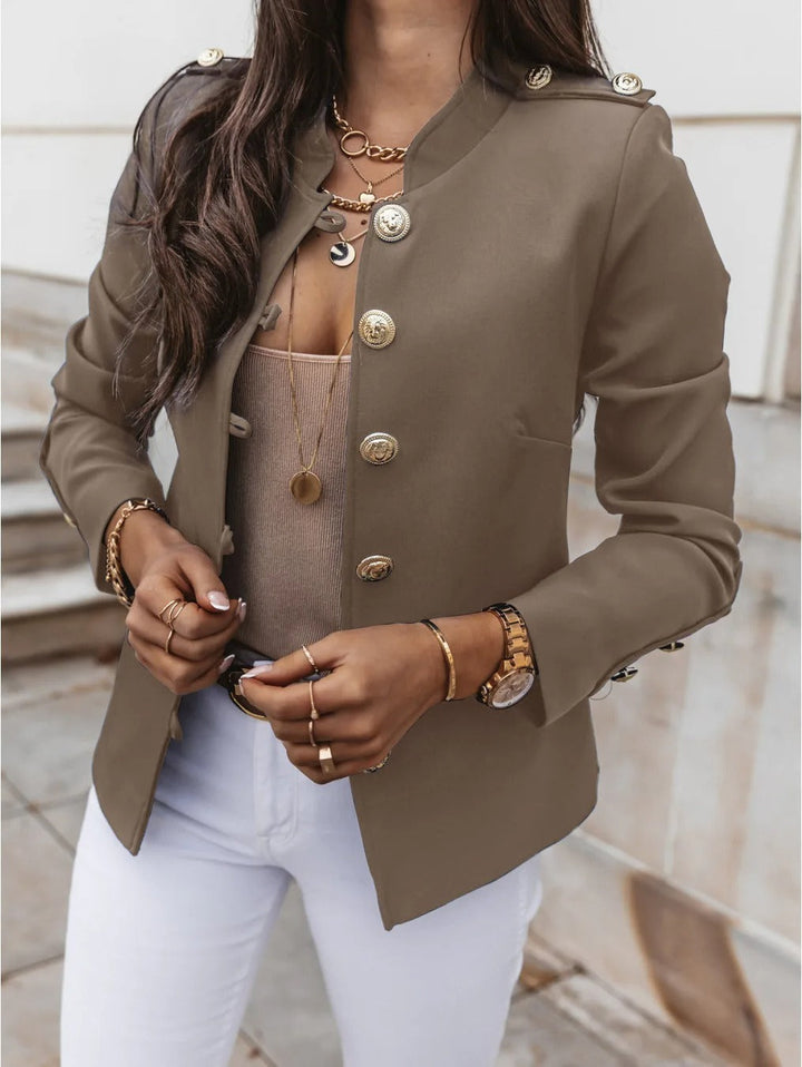 Eleganter O Ausschnitt Blazerjacke mit Langen Ärmeln