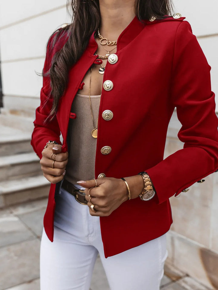Eleganter O Ausschnitt Blazerjacke mit Langen Ärmeln