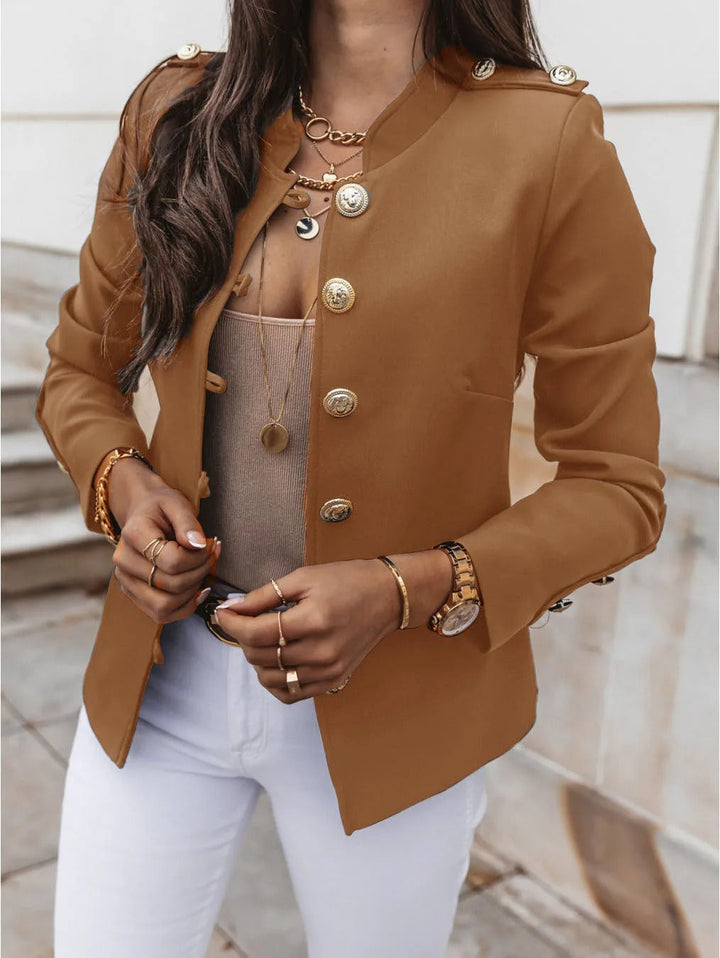 Eleganter O Ausschnitt Blazerjacke mit Langen Ärmeln