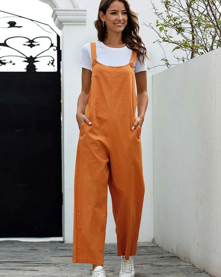 Weiß Latzhose Damen Lässig