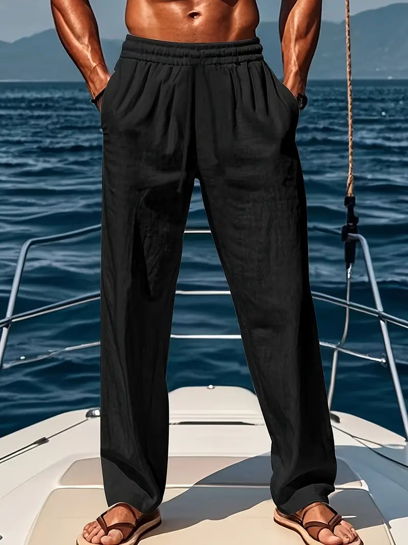 Geschnittene Herren Leinenhose Luftige Sommerhose mit Klassischem Stil