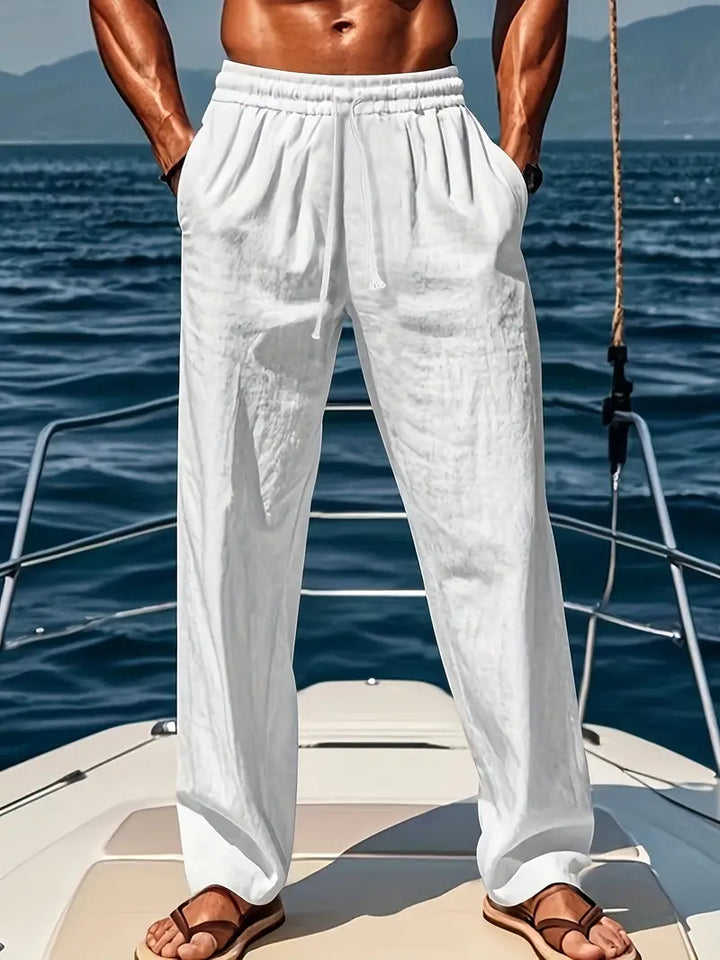 Geschnittene Herren Leinenhose Luftige Sommerhose mit Klassischem Stil