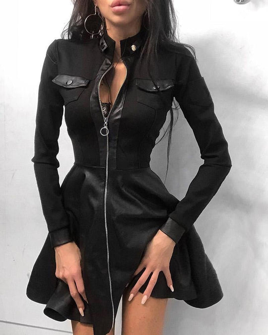 Leder-Reißverschluss Minikleid - Arvani