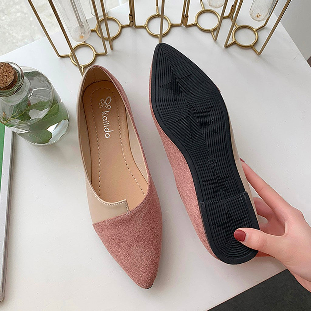 Damen Splice Farbe Mule Loafers Spitz Zehe