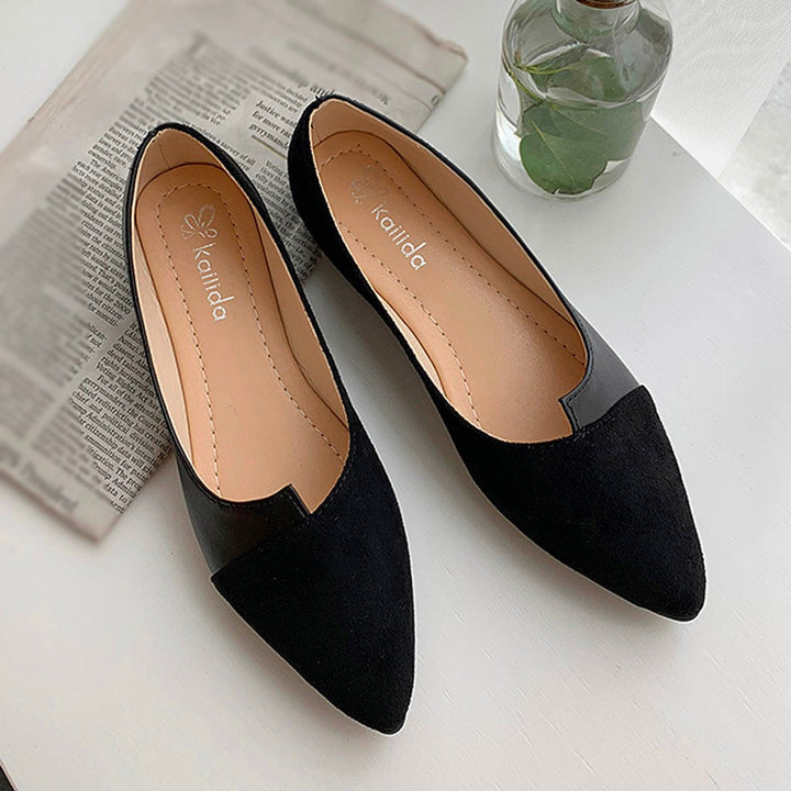 Damen Splice Farbe Mule Loafers Spitz Zehe