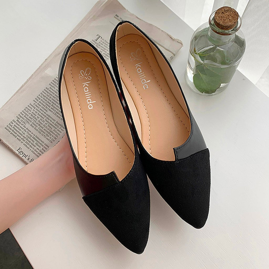 Damen Splice Farbe Mule Loafers Spitz Zehe