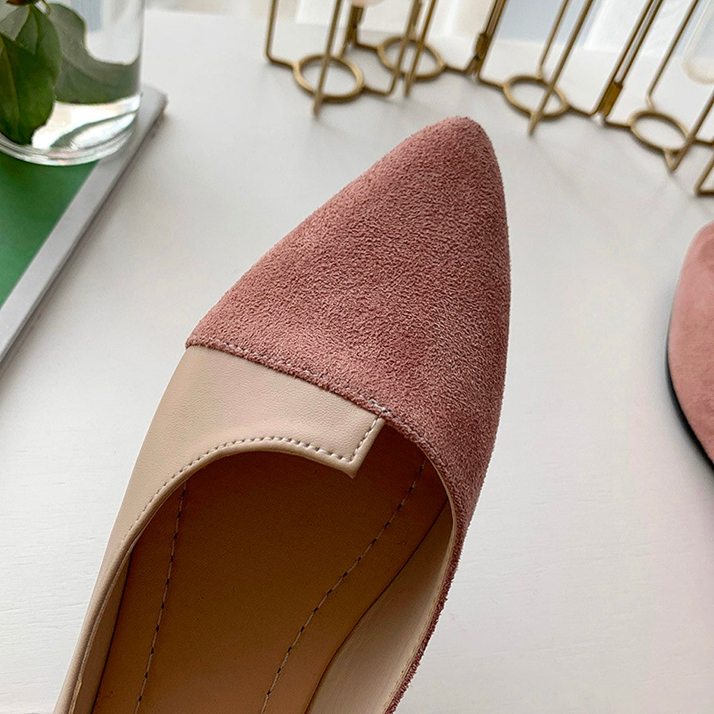 Damen Splice Farbe Mule Loafers Spitz Zehe