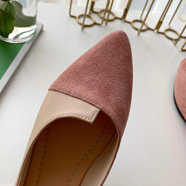 Damen Splice Farbe Mule Loafers Spitz Zehe