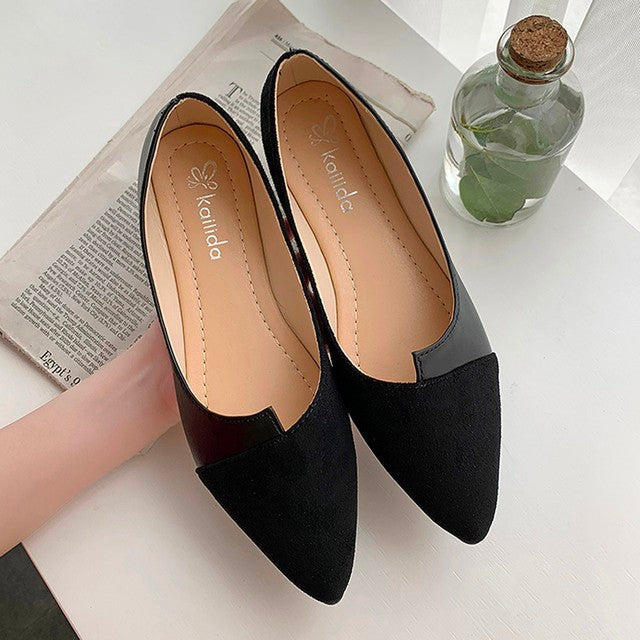 Damen Splice Farbe Mule Loafers Spitz Zehe
