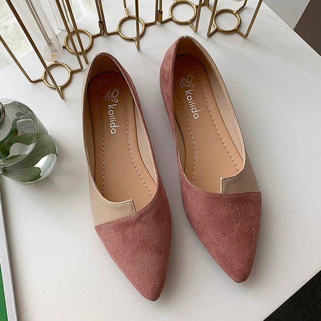 Damen Splice Farbe Mule Loafers Spitz Zehe