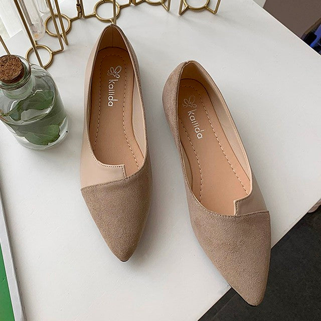 Damen Splice Farbe Mule Loafers Spitz Zehe