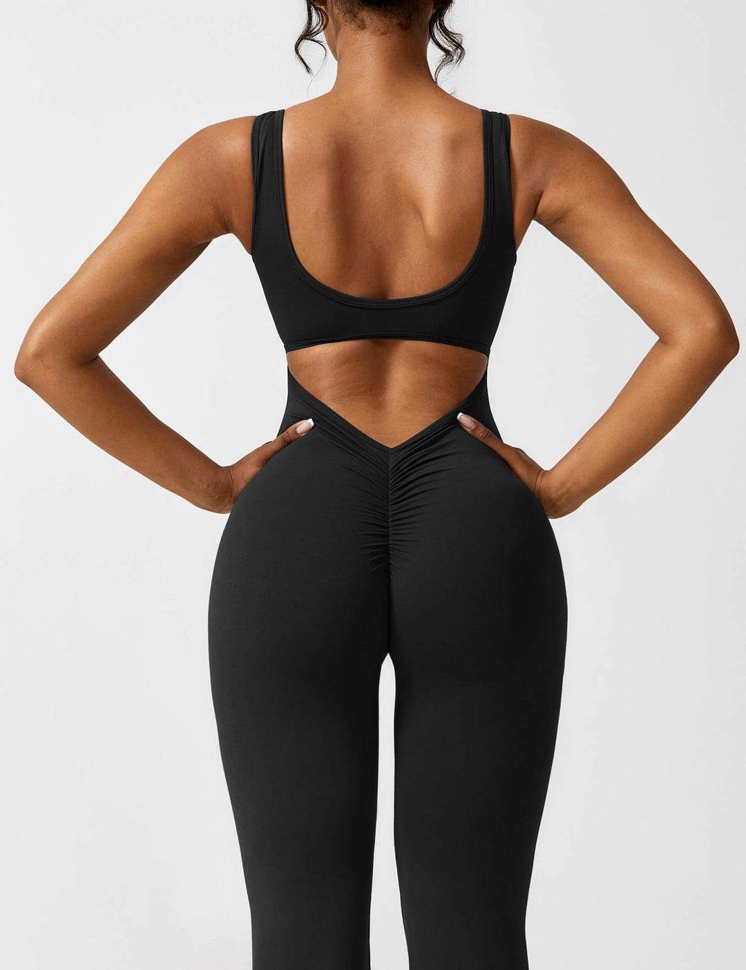 V-Rücken Auslaufender Jumpsuit