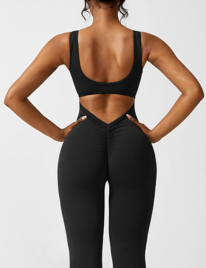 V-Rücken Auslaufender Jumpsuit