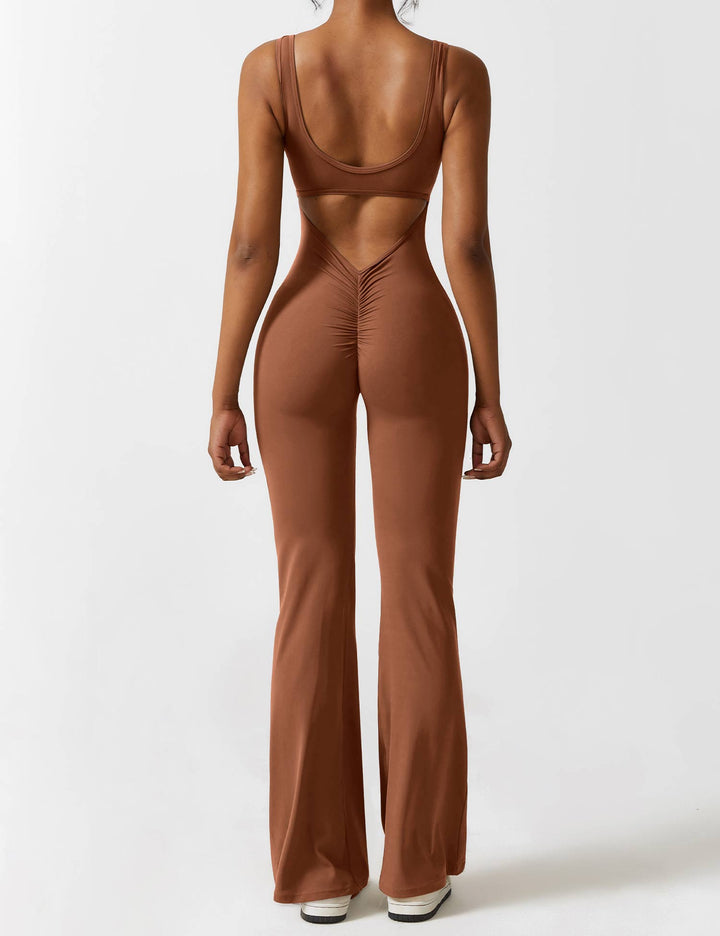 V-Rücken Auslaufender Jumpsuit