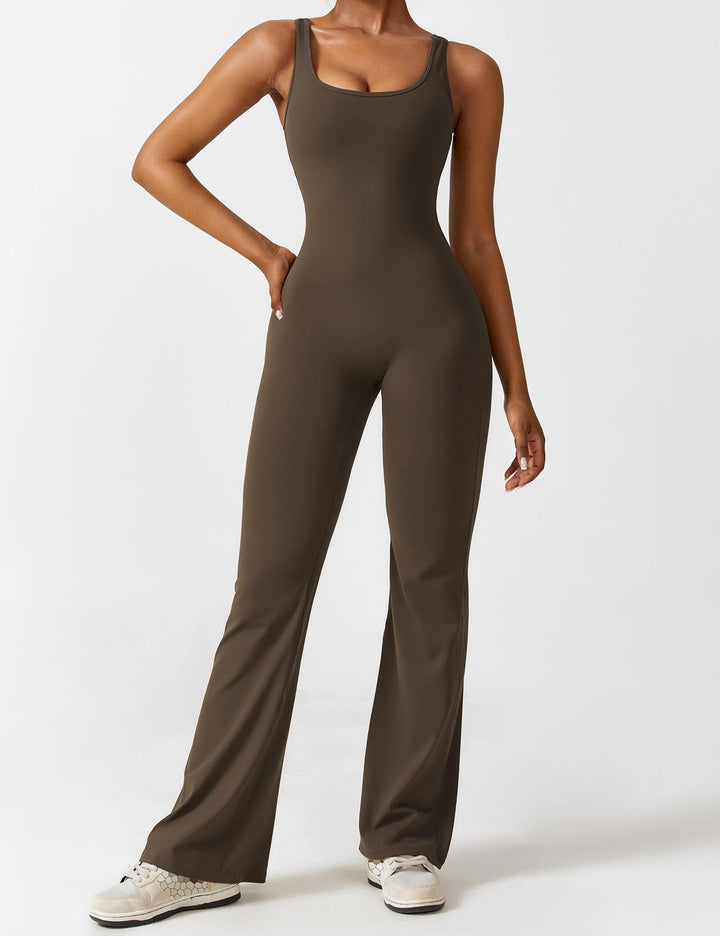 V-Rücken Auslaufender Jumpsuit