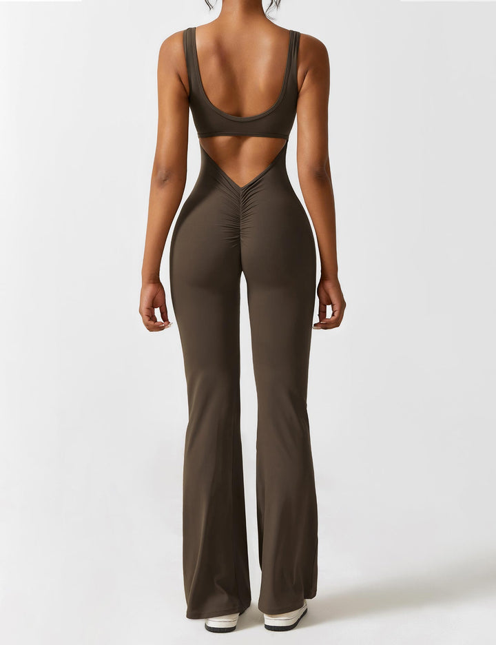 V-Rücken Auslaufender Jumpsuit