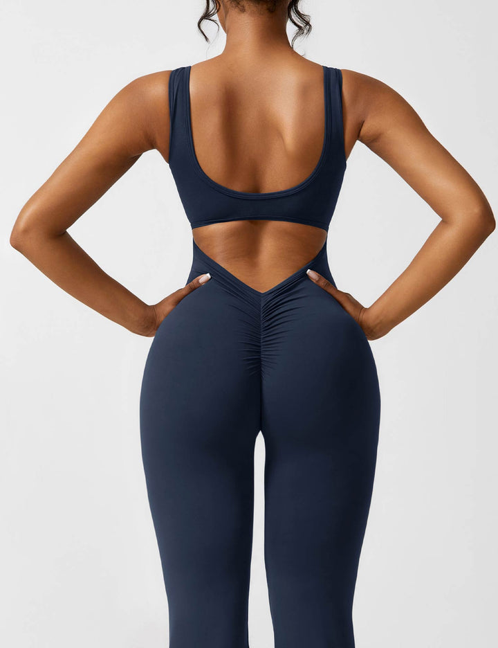 V-Rücken Auslaufender Jumpsuit