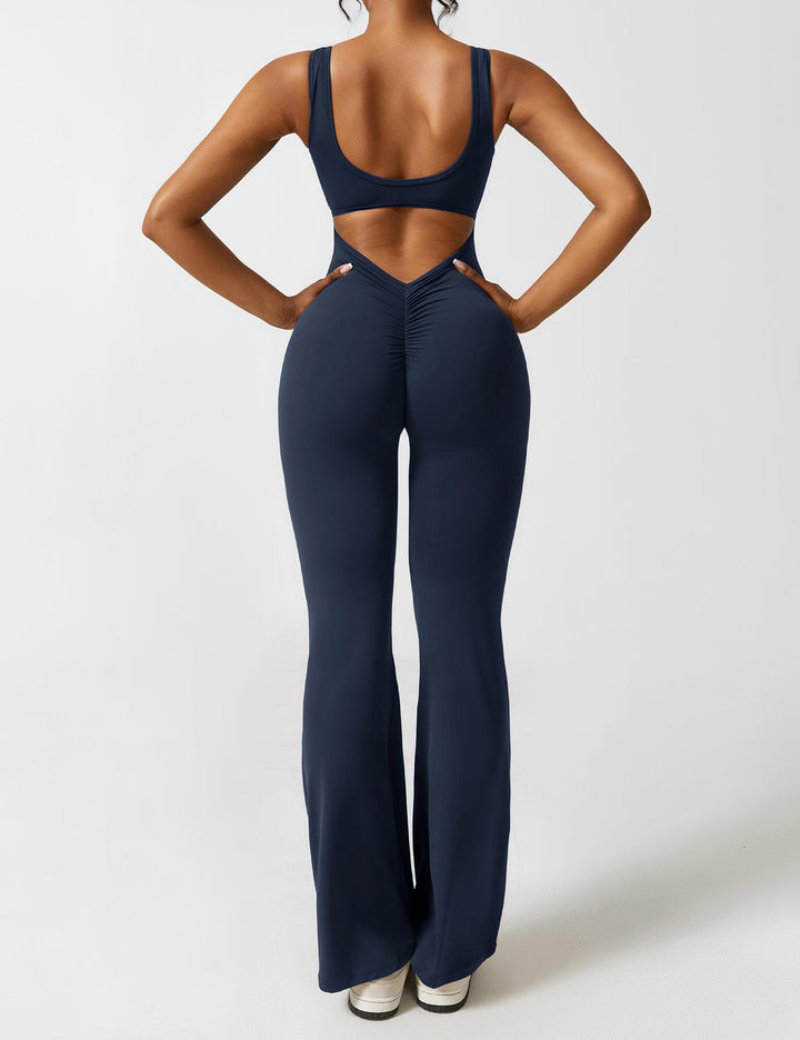V-Rücken Auslaufender Jumpsuit