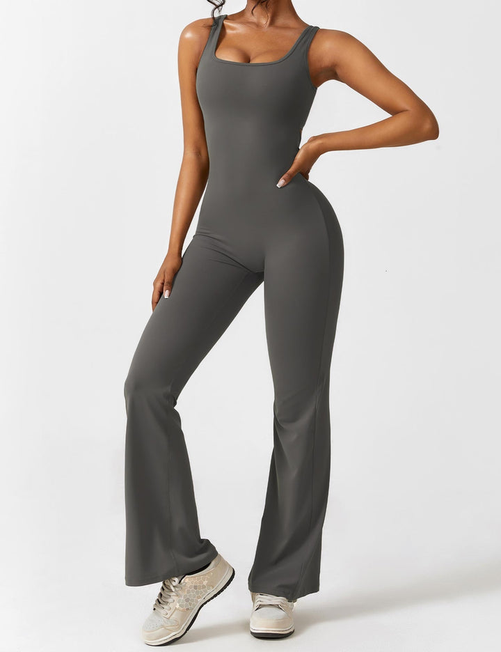 V-Rücken Auslaufender Jumpsuit