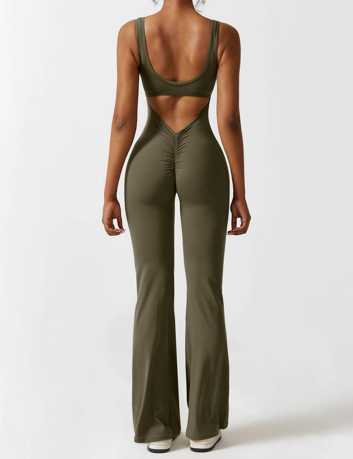 V-Rücken Auslaufender Jumpsuit