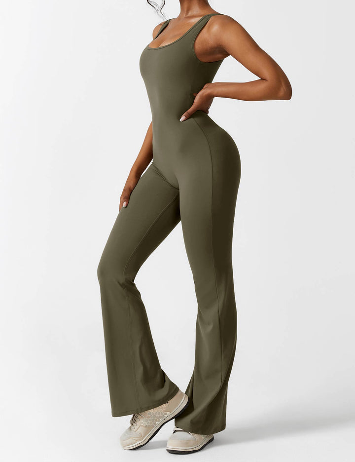 V-Rücken Auslaufender Jumpsuit