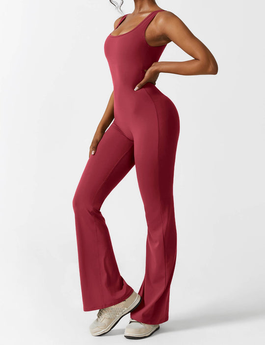 V-Rücken Auslaufender Jumpsuit
